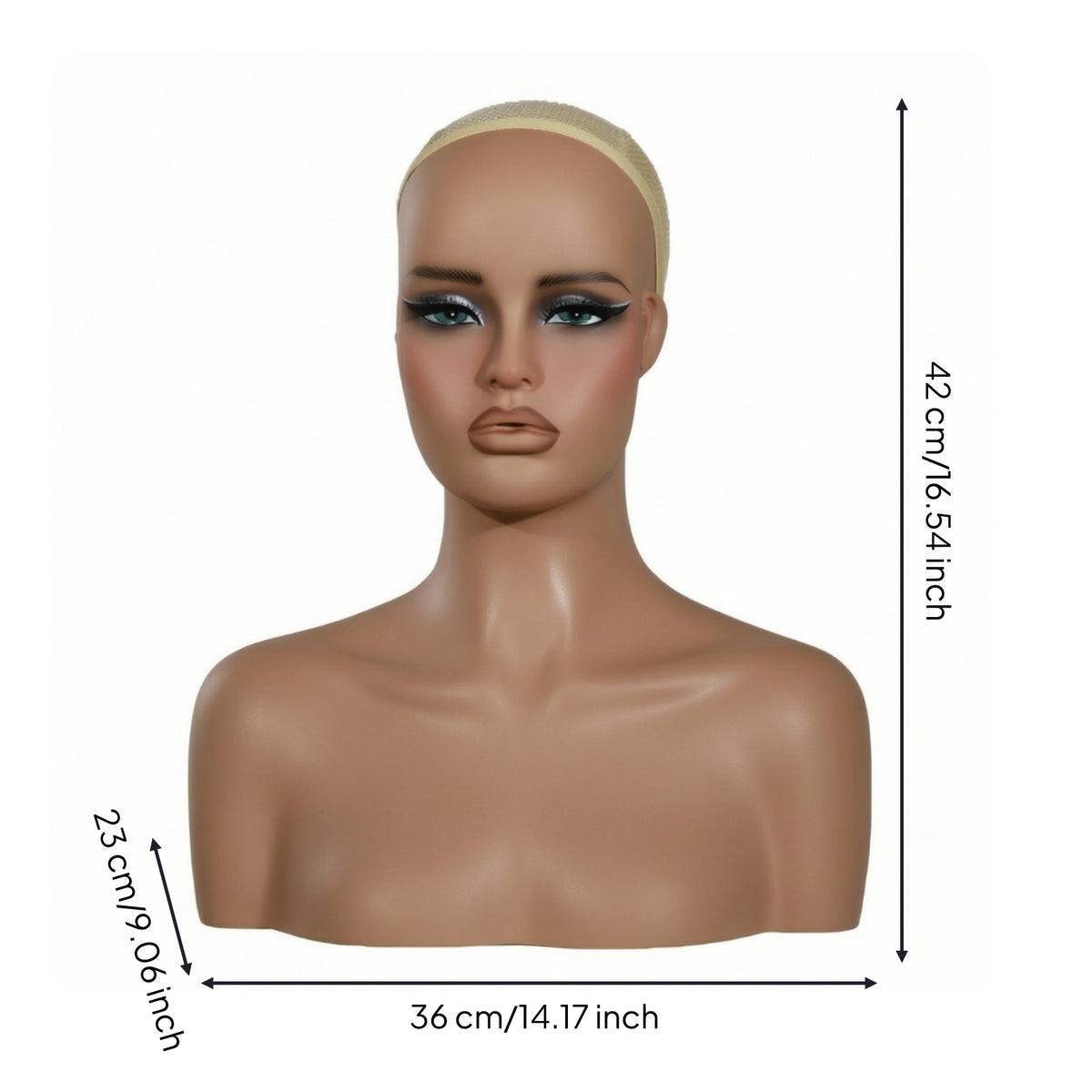 Matte Mannequin Head with Shoulders Sculpted Hairpiece Display Bust Stable Cabeza Para Peluca Con Hombros Natural for Jewelers