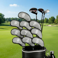 10 Pieces Hook-and-Loop Fastener Closure Golf Iron Headcover Set Dustproof Mesh Golf Club Covers for Golfers