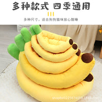 Banana-Shaped Cat Bed with Blanket for Small and Medium Pets