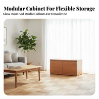 Cherry Wood TV Cabinet Solid Wood Media Cabinet Modular Entertainment Center Customizable Storage Console Suitable for Homeowners Families Lounge Area