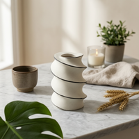 Sculptural Vase Modern Spiral Vase Matte for Living Room, Tabletop, Minimalists