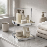 Double Layer Desktop Organizer No Makeup Stand Space Saving for Bathroom