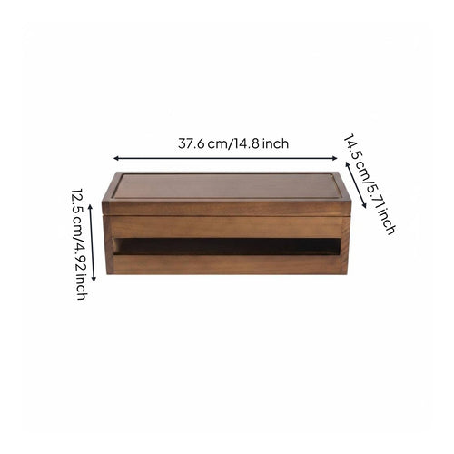 Desktop Cable Storage Box Solid Wood Desk Cord Organizer for Living Room