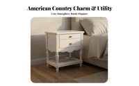 Solid Wood Construction American Design Nightstand Retro Design Wooden Nightstand with Drawers Carved Feature S Bedside Table with Drawers Multi-Purpose for Homeowners, Adults, Students, Guest Room, Hallway