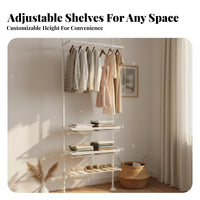 Tension Pole Closet System Open Design Garment Rack Easy to Assemble for Renters
