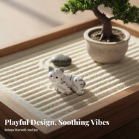 Small Feline Figurine Japanese-Aesthetic cat Figurine Adorable Design Cartoon Kitten Ornament for Kids, Fairy Garden, Bookshelf