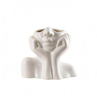 Face Vase Glossy Finish Face Planter Molded for Table