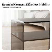 Transparent Look Clear Multi-Tier Table Modern Design Clear C-Shaped End Table with Magazine compartment Minimalist aesthetic Nightstand Easy to Clean for Apartment Dwellers, Homeowners, Students, Bedroom, Small Spaces, Living Room, Home Office