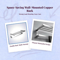 Towel Rack, Brass Double Bar, Wall-Mounted, Rustproof