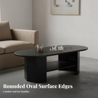 Oval Coffee Table with Shelf Modern Design two-shelf Oval Table Space-Saving Minimalist & aesthetic for Families