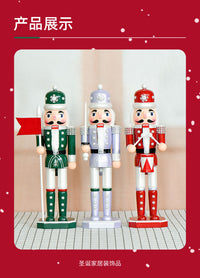 36cm Pearl Nutcracker Flag Bearer Drum Soldier Wooden Christmas Ornament