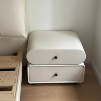 Drawer Nightstand Modern Aesthetic Rotating 2-Drawer End Table for Bedroom