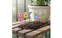 Decorative Sign 2-Piece Set Colorful Garden Stake Indoor Outdoor Use Cartoon Garden Letter Sign for Flower Pot, Patio