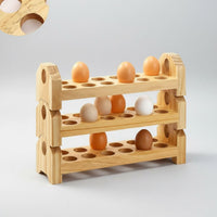 Wooden Egg Rack Anti-Drop Design Wooden Egg Holder Large Capacity for Refrigerator, Pantry