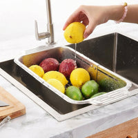 Dish Rack and Dish Drainer with Draining Board and Sink Strainer, 304 Stainless Steel Space Saving Kitchen Sink Organizer for Kitchen Counter