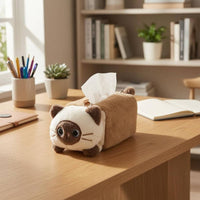 Soft Feline Tissue Holder Car Home Accessory Pull-Through for Desktop