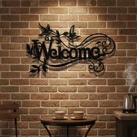 Iron Welcome Sign Cut Front Door Welcome Decor Indoor Outdoor Use Front Door Hanger for Entryway, Porch, Patio