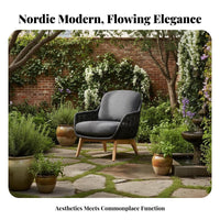 4-Piece Wooden Seating Group Nordic Design Outdoor Furniture Sturdy Frame Soft paddings for Hotel Managers