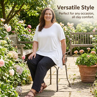 T Shirts for Women in Extended Sizes with Round Neck and Short Sleeves, Ladies Tshirts in Loose Fit, Casual Tops