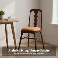 Vintage design Upholstered Chair with Cane rear mid-centurymid-century-era modern Modern Dining Seat long-lasting Frame Indoor Furniture Woven rearrest for Homeowners, Interior Design aficionados, Families, Living Room, Bedroom, Kitchen, Restaurant