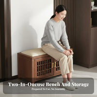 Upholstered Shoe Changing Stool New Chinese design Entryway Bench High Load Capacity Easy to Clean for Adults, Foyer, Bedroom