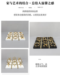 现代简约十字架XO造型九宫格棋盘摆件书房客厅卧室酒店家居装饰品