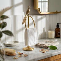 Peacock Towel Holder Weighted Base Brass Towel Hanger Single Post