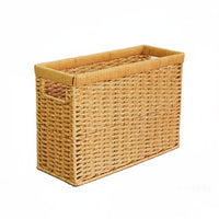 Lidded Wicker Basket Woven Texture Narrow Storage Bin Easy to Clean for Corner