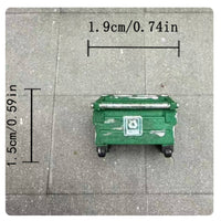 Miniature Trash Bin Resin Miniature Bin with Wheels Realistic for Street Display