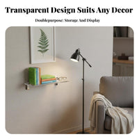 Clear Acrylic Floating Shelf Easy Installation Wall Decor Protective Front Lip