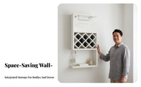 Multi-Functional Wall-Mounted Wine Rack Space-Saving Wall Mounted Wine Rack Modern Design Decorative Bottle Display Shelf Strong Load-Bearing for Entertainers, Apartment Dwellers, Homeowners, Dining Room, Restaurant, Kitchen, Man Cave