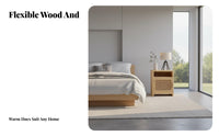 Wooden Cabinet with Woven Door Minimalist Design Bedside Storage Cabinet