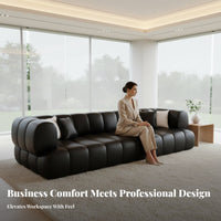Straight-Line Settee with Metal Legs Light Luxury Aesthetic Office Couch Modern Design Commercial Furnishing for Interior Designers, Reception Area