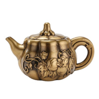 Teapot with Lid Brass-Colored Decorative Teapot Compact for Tabletop Display