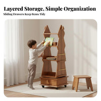 Front-Facing Book Display Space-Saving Design Rolling Book Unit for Parents