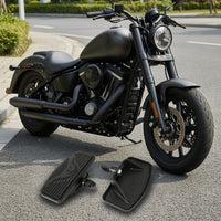 Wide Platform Motorcycle Footrests with Rubber Grip Grooved Motorcycle Footrests with Rubber Inlay Slim-Line Footrest Non-Slip for Motorcyclists, Cruiser Riders, Highway Cruising
