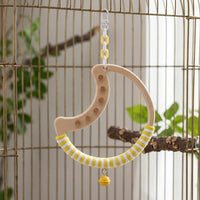 Hoop Climbing Toy with Bell, Bird Standing Frame and Bird Cage Accessory for Parrot Enrichment, Small Size Parakeets and Cockatiels