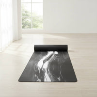 Marbled Fitness Mat with Strap Thick Fitness Mat Rectangular Carrying Strap Cushioned for Home Workouts