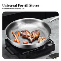Hammered Non-Stick Skillet Coating-without Hammered Pan Non-Stick Skillet Easy to Clean Stainless Steel Frying Pan