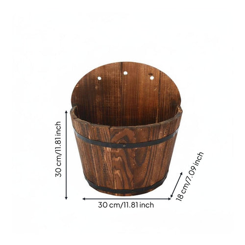 Hanging Wooden Barrel Planter Decorative Half Barrel Wall Planter for Gardeners