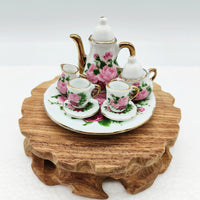 Miniature Ceramic Tea Set for Dollhouse Pretend Play