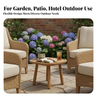 Round Slatted Side Table Waterproof outdoordoor Furnishing Resistant