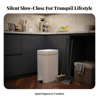 Hands-Effortless Operation Slim Pedal Trash Can Space Saving Soft Close Trash Can with Lid Odor Seal Narrow Kitchen Garbage Bin Hidden Bag Design for Pet Owners, Bathroom, Living Room, Office