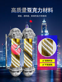 （下单备注插头）圆帽美发转灯 美容发廊旋转LED转灯户外防水挂墙理发店转灯灯箱美规/欧规 美规