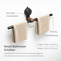 Hanging Rack Single Bar, Premium Walnut Wood Finish Towel Bar for Washroom, Punch Installation for Homeowner, Nordic Style Bathroom Storage