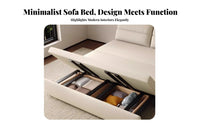 Space-Saving Pull-extendable Sofa Bed 2-in-1 Design Pull-extendable Sleeper Loveseat doublePurpose transformable Couch Hidden Storage for Apartment Dwellers, Students, Homeowners, Small Spaces, Living Room, Office