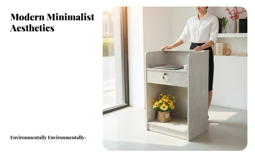 Space-Saving Small Money Ier Desk Long-Lasting and Sturdy Retail Counter Table Multi-Functional Modern Checkout Stand Easy Assembly for Salon Owners, Receptionists, Office Managers, Barbershop, Boutique, Medical Practice, Lobby