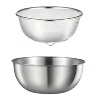 2 Pieces Colander with Mixing Bowl Polished Draining Basket Food-Grade