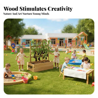 Kindergarten Outdoor Toy Anti Wood Wooden Sand and Water Station Sensory Play children's Sand Box Equipment for Preschoolers, Kids, Backyard