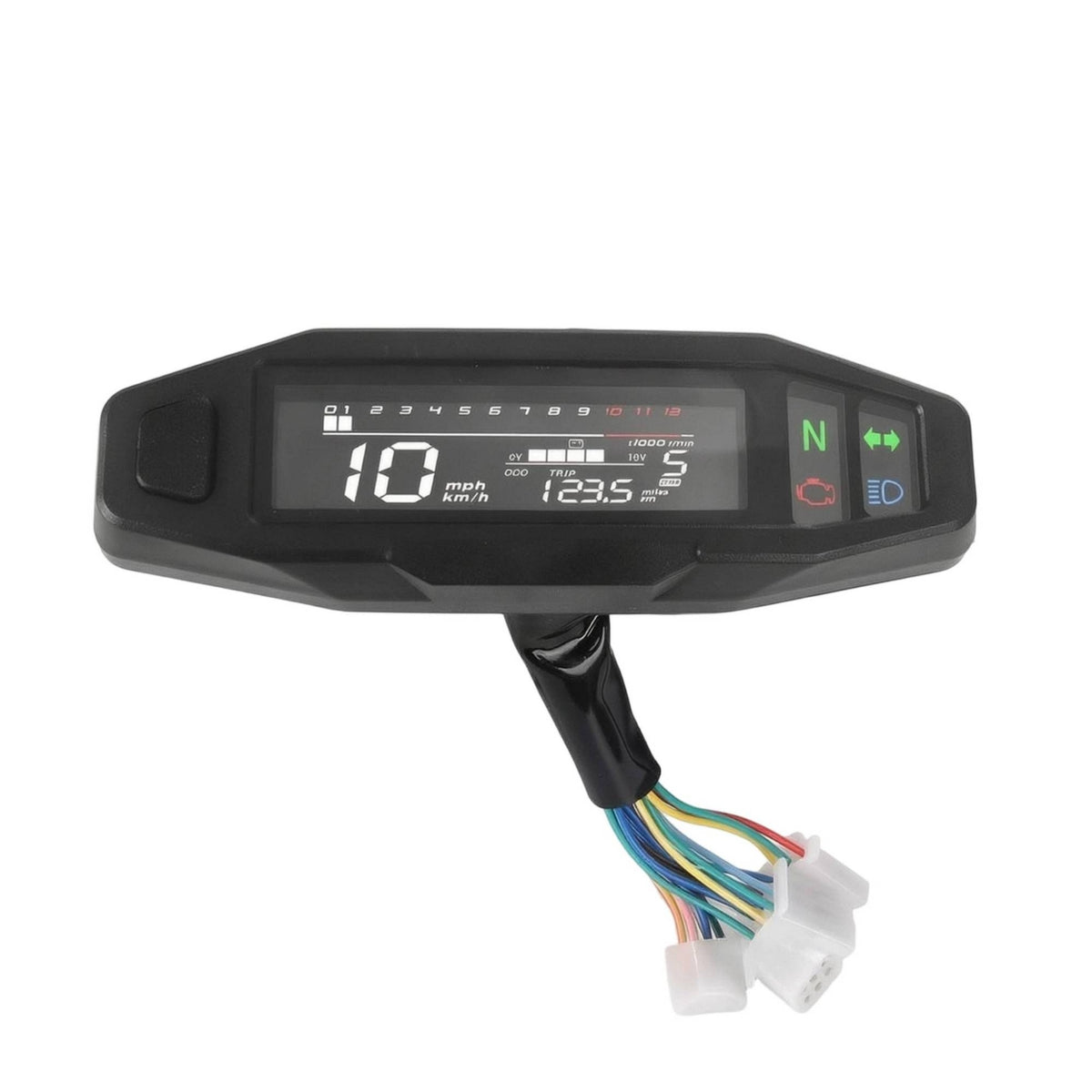 Multi-Functional Motorcycle Speedometer with Fuel Indicator Universal Motorcycle Instrument Cluster 12V Digital Speedometer LCD for Motorcyclists, Riders, Motorcycles